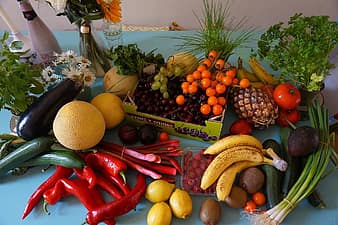 Whole foods: fruit, berries, bananas, and green vegetables.